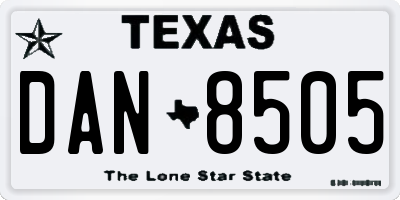 TX license plate DAN8505