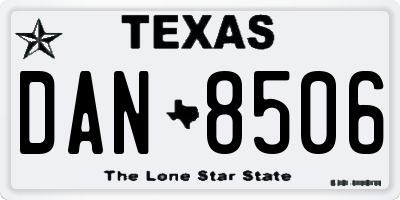 TX license plate DAN8506