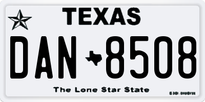 TX license plate DAN8508