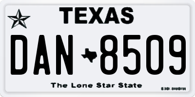 TX license plate DAN8509