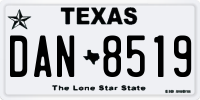 TX license plate DAN8519
