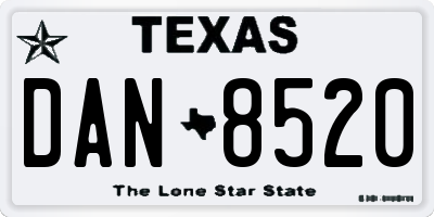 TX license plate DAN8520