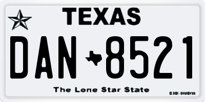 TX license plate DAN8521