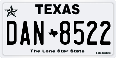 TX license plate DAN8522