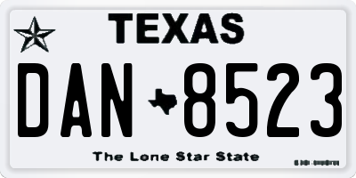 TX license plate DAN8523