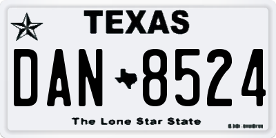 TX license plate DAN8524