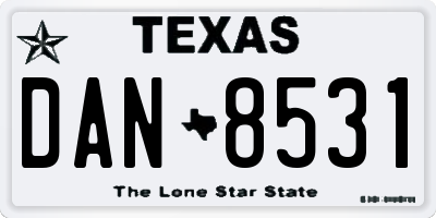 TX license plate DAN8531