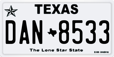 TX license plate DAN8533