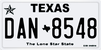 TX license plate DAN8548