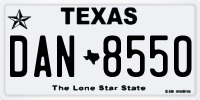 TX license plate DAN8550