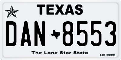 TX license plate DAN8553