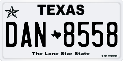 TX license plate DAN8558