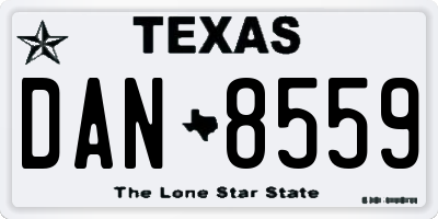 TX license plate DAN8559