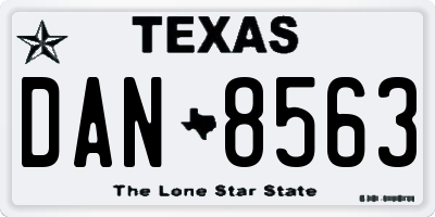 TX license plate DAN8563