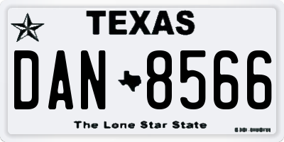 TX license plate DAN8566