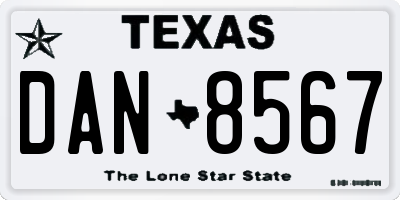 TX license plate DAN8567