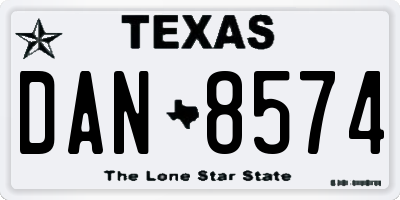 TX license plate DAN8574