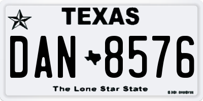 TX license plate DAN8576