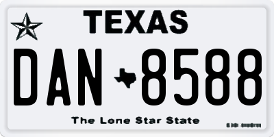TX license plate DAN8588