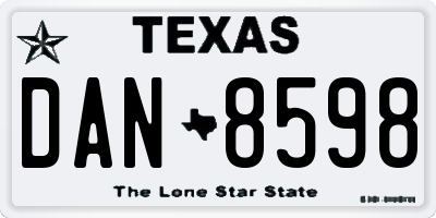 TX license plate DAN8598