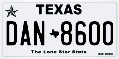 TX license plate DAN8600