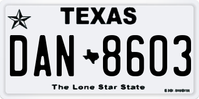 TX license plate DAN8603
