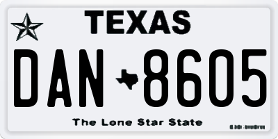 TX license plate DAN8605