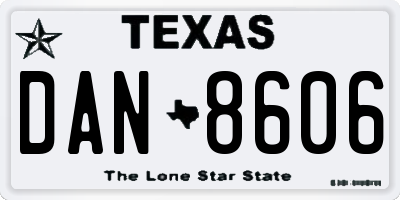 TX license plate DAN8606