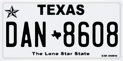 TX license plate DAN8608