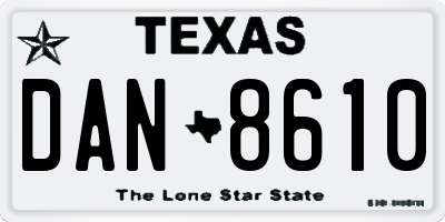 TX license plate DAN8610