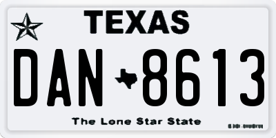 TX license plate DAN8613
