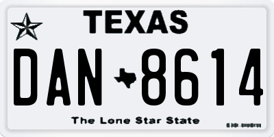 TX license plate DAN8614