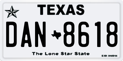 TX license plate DAN8618