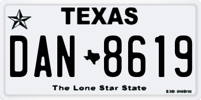 TX license plate DAN8619