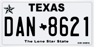 TX license plate DAN8621