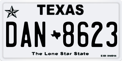TX license plate DAN8623