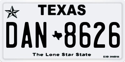 TX license plate DAN8626