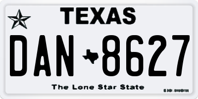 TX license plate DAN8627