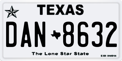 TX license plate DAN8632