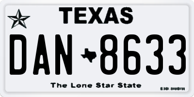 TX license plate DAN8633
