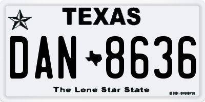 TX license plate DAN8636
