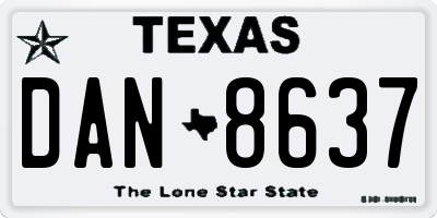 TX license plate DAN8637
