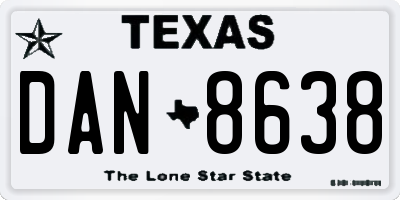 TX license plate DAN8638