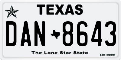 TX license plate DAN8643