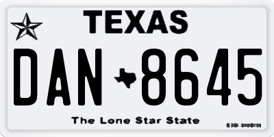 TX license plate DAN8645