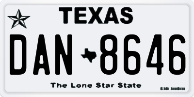 TX license plate DAN8646