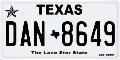 TX license plate DAN8649