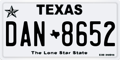 TX license plate DAN8652