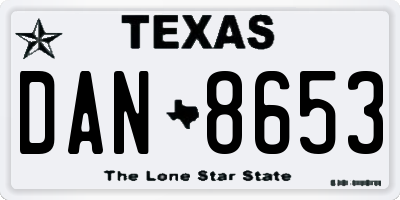 TX license plate DAN8653