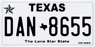 TX license plate DAN8655